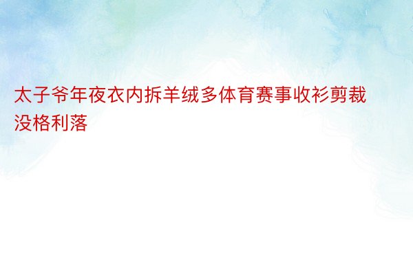 太子爷年夜衣内拆羊绒多体育赛事收衫剪裁没格利落