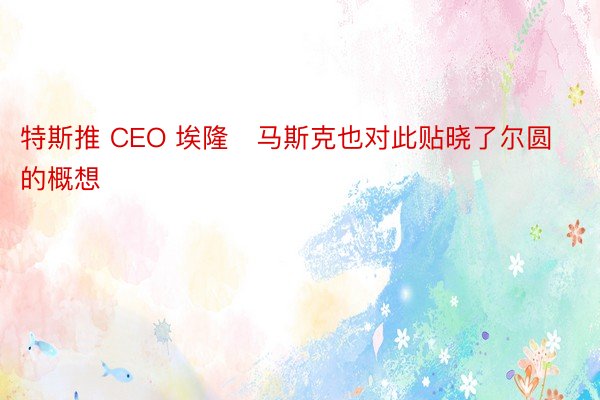 特斯推 CEO 埃隆・马斯克也对此贴晓了尔圆的概想