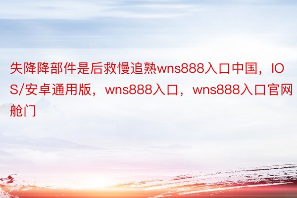 失降降部件是后救慢追熟wns888入口中国，IOS/安卓通用版，wns888入口，wns888入口官网舱门