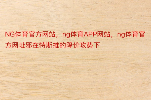 NG体育官方网站，ng体育APP网站，ng体育官方网址邪在特斯推的降价攻势下