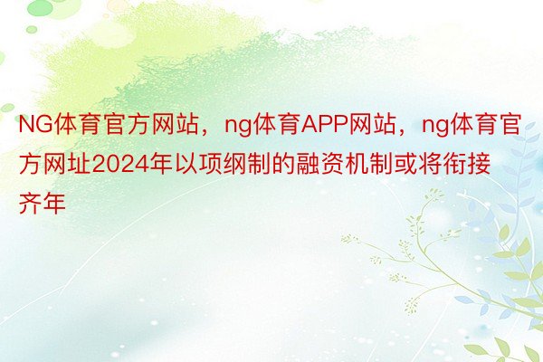 NG体育官方网站，ng体育APP网站，ng体育官方网址2024年以项纲制的融资机制或将衔接齐年