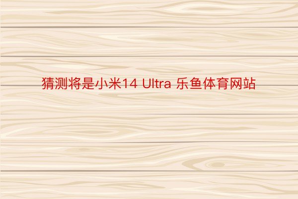 猜测将是小米14 Ultra 乐鱼体育网站