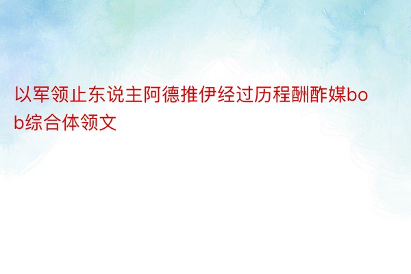 以军领止东说主阿德推伊经过历程酬酢媒bob综合体领文