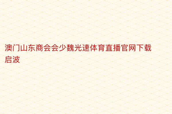 澳门山东商会会少魏光速体育直播官网下载启波