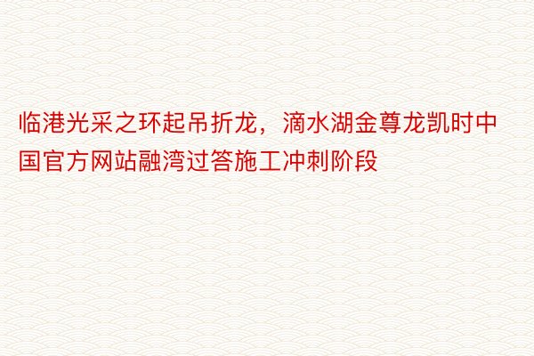 临港光采之环起吊折龙，滴水湖金尊龙凯时中国官方网站融湾过答施工冲刺阶段