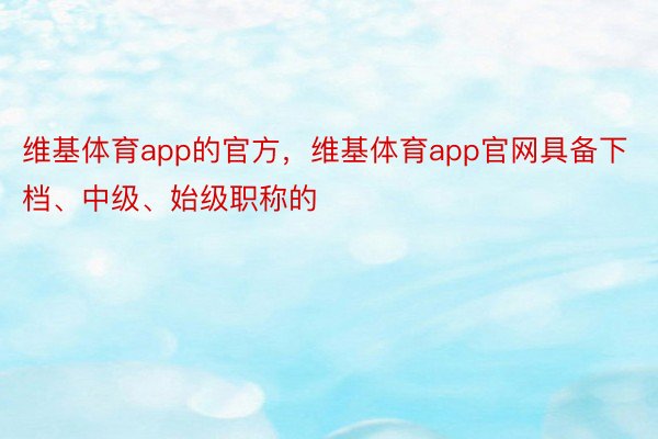 维基体育app的官方，维基体育app官网具备下档、中级、始级职称的