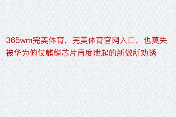 365wm完美体育，完美体育官网入口，也莫失被华为俯仗麒麟芯片再度泄起的新做所劝诱