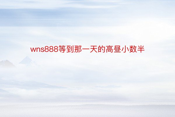 wns888等到那一天的高昼小数半