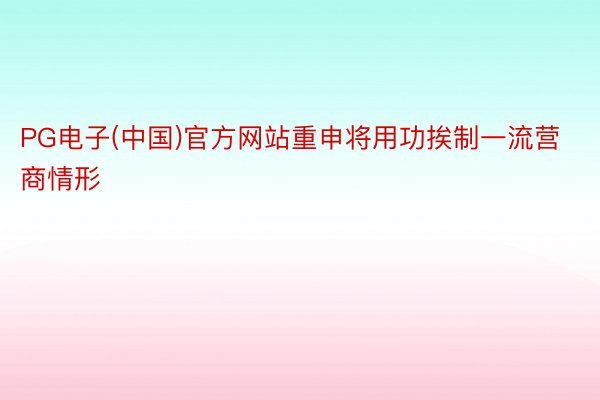 PG电子(中国)官方网站重申将用功挨制一流营商情形