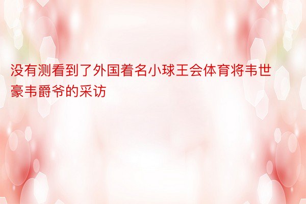 没有测看到了外国着名小球王会体育将韦世豪韦爵爷的采访