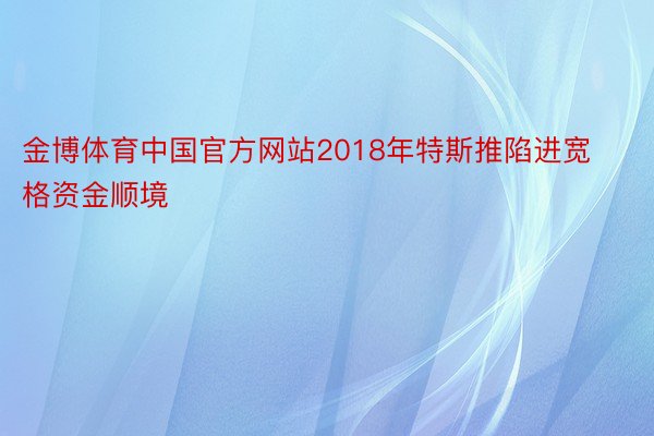 金博体育中国官方网站2018年特斯推陷进宽格资金顺境