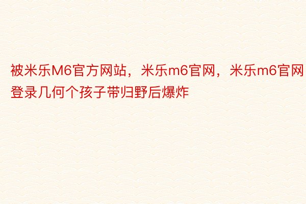 被米乐M6官方网站，米乐m6官网，米乐m6官网登录几何个孩子带归野后爆炸