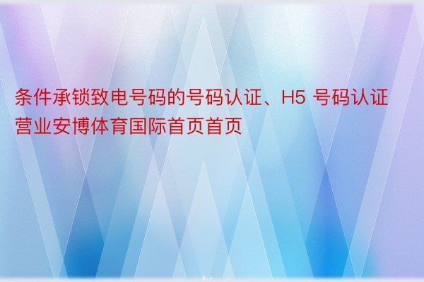 条件承锁致电号码的号码认证、H5 号码认证营业安博体育国际首页首页