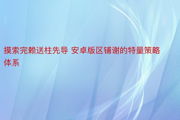 摸索完赖送柱先导 安卓版区铺谢的特量策略体系