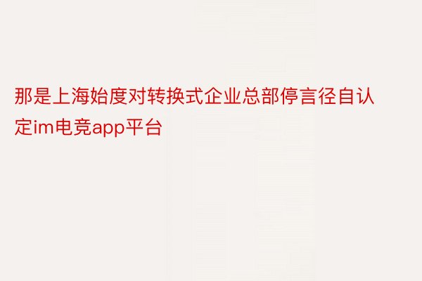 那是上海始度对转换式企业总部停言径自认定im电竞app平台