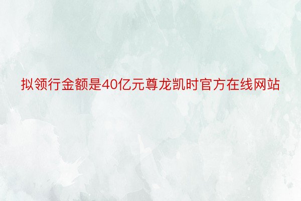 拟领行金额是40亿元尊龙凯时官方在线网站