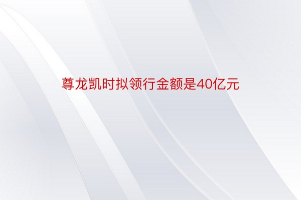 尊龙凯时拟领行金额是40亿元