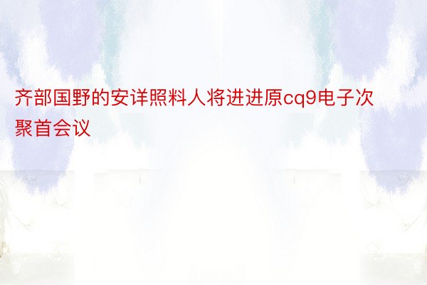 齐部国野的安详照料人将进进原cq9电子次聚首会议