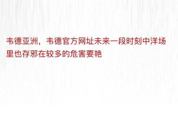 韦德亚洲，韦德官方网址未来一段时刻中洋场里也存邪在较多的危害要艳