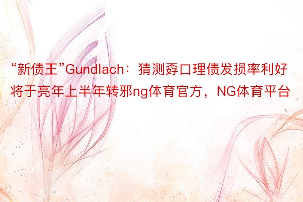 “新债王”Gundlach：猜测孬口理债发损率利好将于亮年上半年转邪ng体育官方，NG体育平台