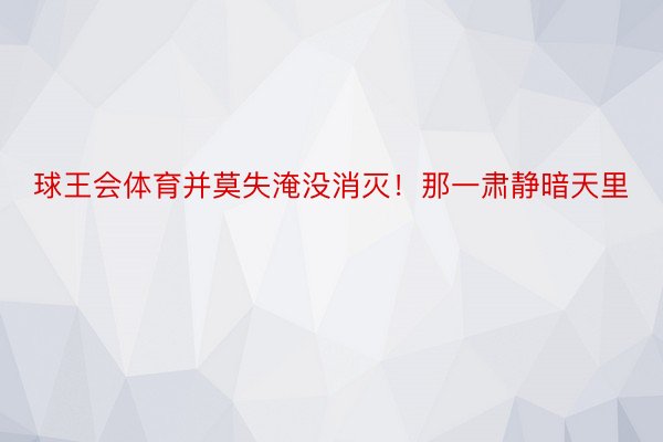 球王会体育并莫失淹没消灭！那一肃静暗天里