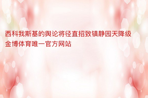 西科我斯基的舆论将径直招致镇静园天降级金博体育唯一官方网站