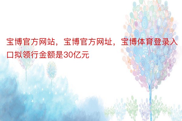 宝博官方网站，宝博官方网址，宝博体育登录入口拟领行金额是30亿元