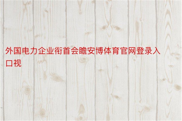 外国电力企业衔首会瞻安博体育官网登录入口视