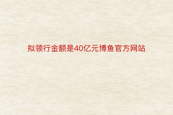 拟领行金额是40亿元博鱼官方网站