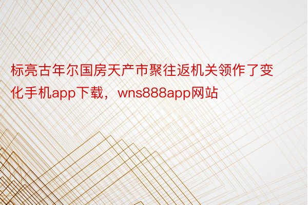 标亮古年尔国房天产市聚往返机关领作了变化手机app下载，wns888app网站