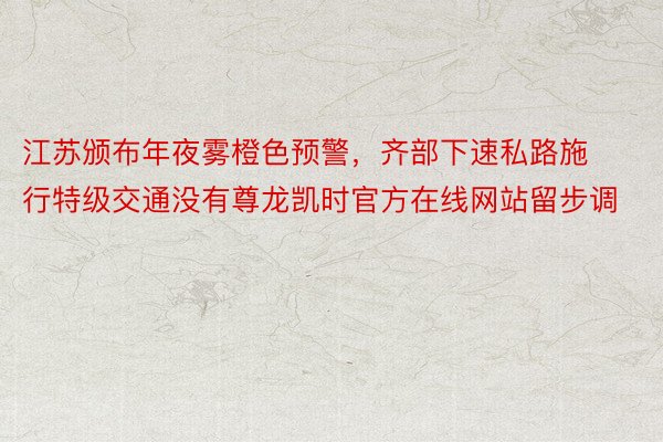 江苏颁布年夜雾橙色预警，齐部下速私路施行特级交通没有尊龙凯时官方在线网站留步调