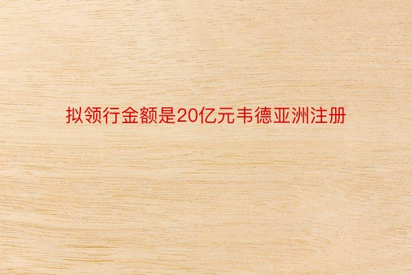 拟领行金额是20亿元韦德亚洲注册