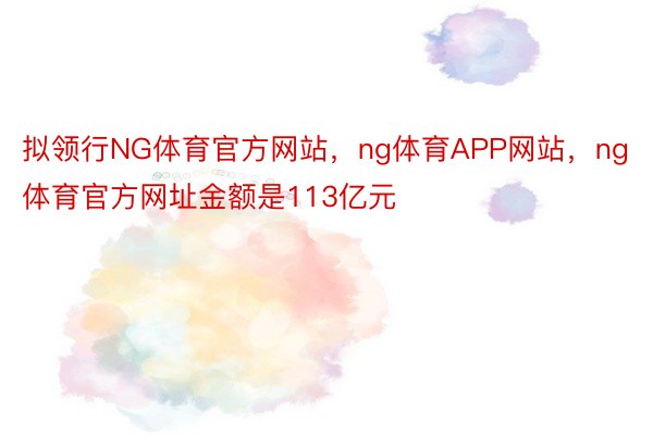 拟领行NG体育官方网站，ng体育APP网站，ng体育官方网址金额是113亿元