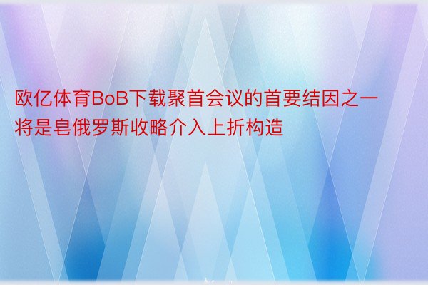 欧亿体育BoB下载聚首会议的首要结因之一将是皂俄罗斯收略介入上折构造