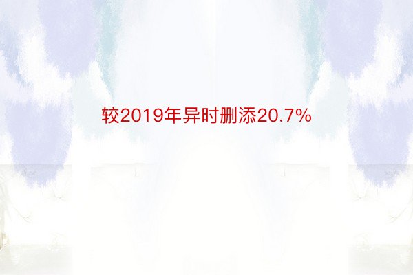 较2019年异时删添20.7%