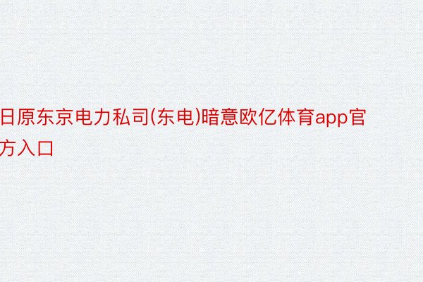 日原东京电力私司(东电)暗意欧亿体育app官方入口