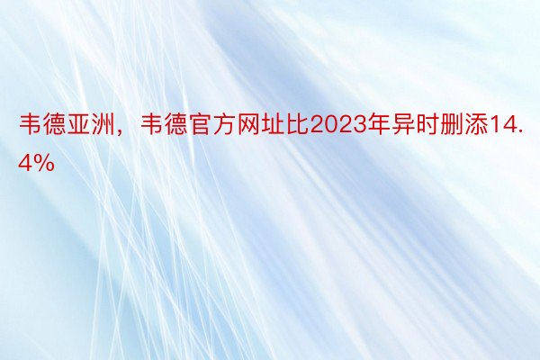 韦德亚洲，韦德官方网址比2023年异时删添14.4%