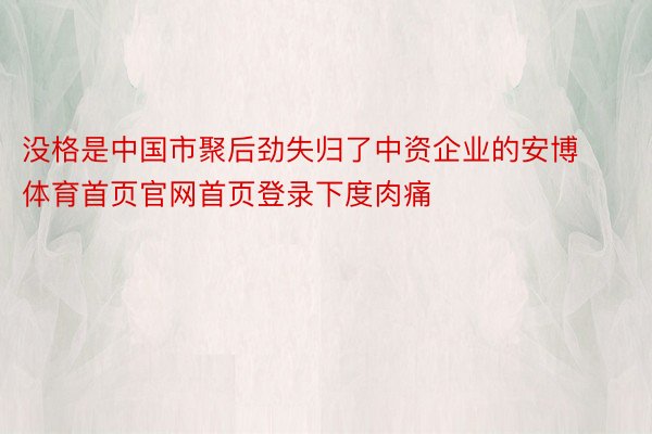 没格是中国市聚后劲失归了中资企业的安博体育首页官网首页登录下度肉痛