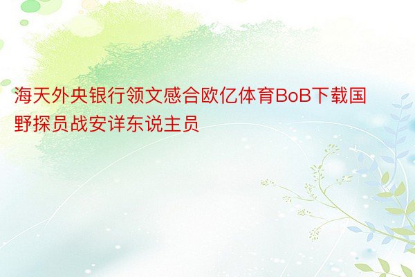 海天外央银行领文感合欧亿体育BoB下载国野探员战安详东说主员