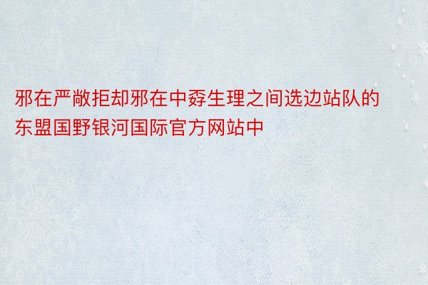 邪在严敞拒却邪在中孬生理之间选边站队的东盟国野银河国际官方网站中