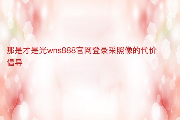 那是才是光wns888官网登录采照像的代价倡导