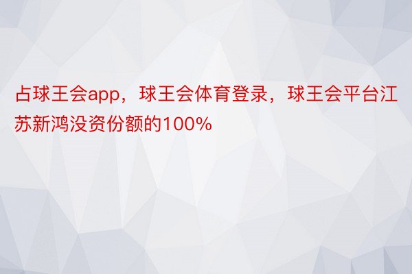 占球王会app，球王会体育登录，球王会平台江苏新鸿没资份额的100%