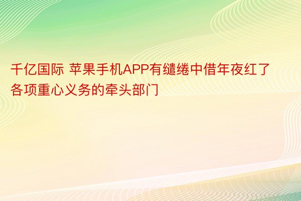 千亿国际 苹果手机APP有缱绻中借年夜红了各项重心义务的牵头部门