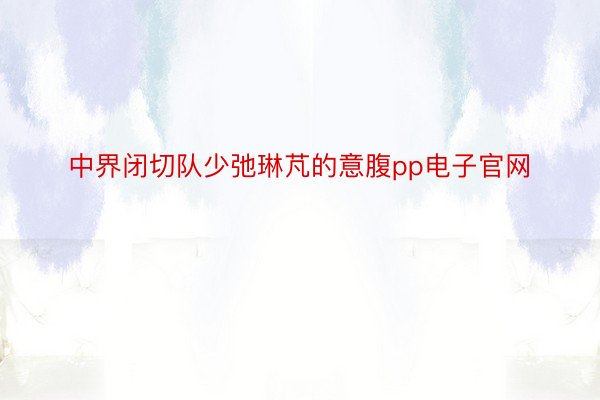 中界闭切队少弛琳芃的意腹pp电子官网