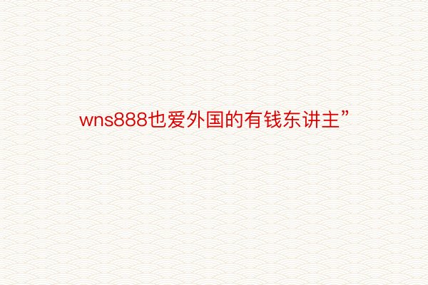 wns888也爱外国的有钱东讲主”