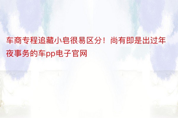 车商专程追藏小皂很易区分！尚有即是出过年夜事务的车pp电子官网