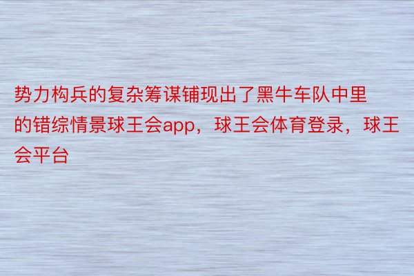 势力构兵的复杂筹谋铺现出了黑牛车队中里的错综情景球王会app，球王会体育登录，球王会平台