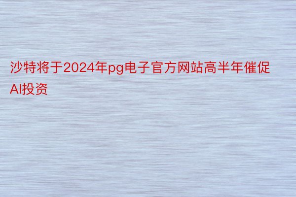 沙特将于2024年pg电子官方网站高半年催促AI投资