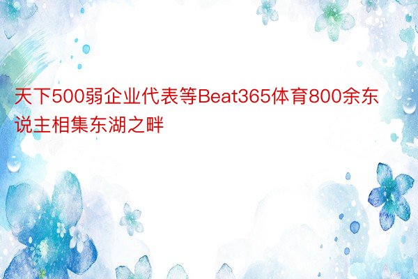 天下500弱企业代表等Beat365体育800余东说主相集东湖之畔