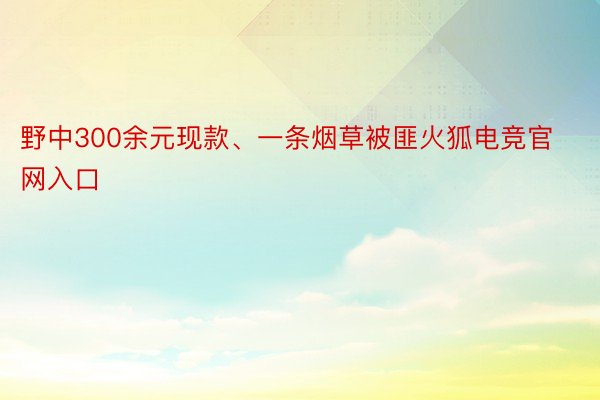 野中300余元现款、一条烟草被匪火狐电竞官网入口